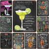 Cocktail Lounge Margarita Martini Metal Sign Vintage Tin Plate Retro Iron Painting Wall Decoration for Bar Pub Cafe