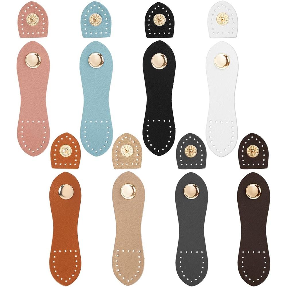 8-Piece Leather Snap Button Set – Sew-On PU-Stitched Leather Snaps For Handbags, Wallets, DIY -8 Colors