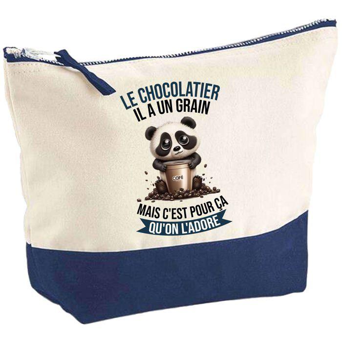 Trousse de maquillage - PLANETEE - Le Chocolatier Panda Grain - Grand format - Impression HD - Coton fabriquée en France