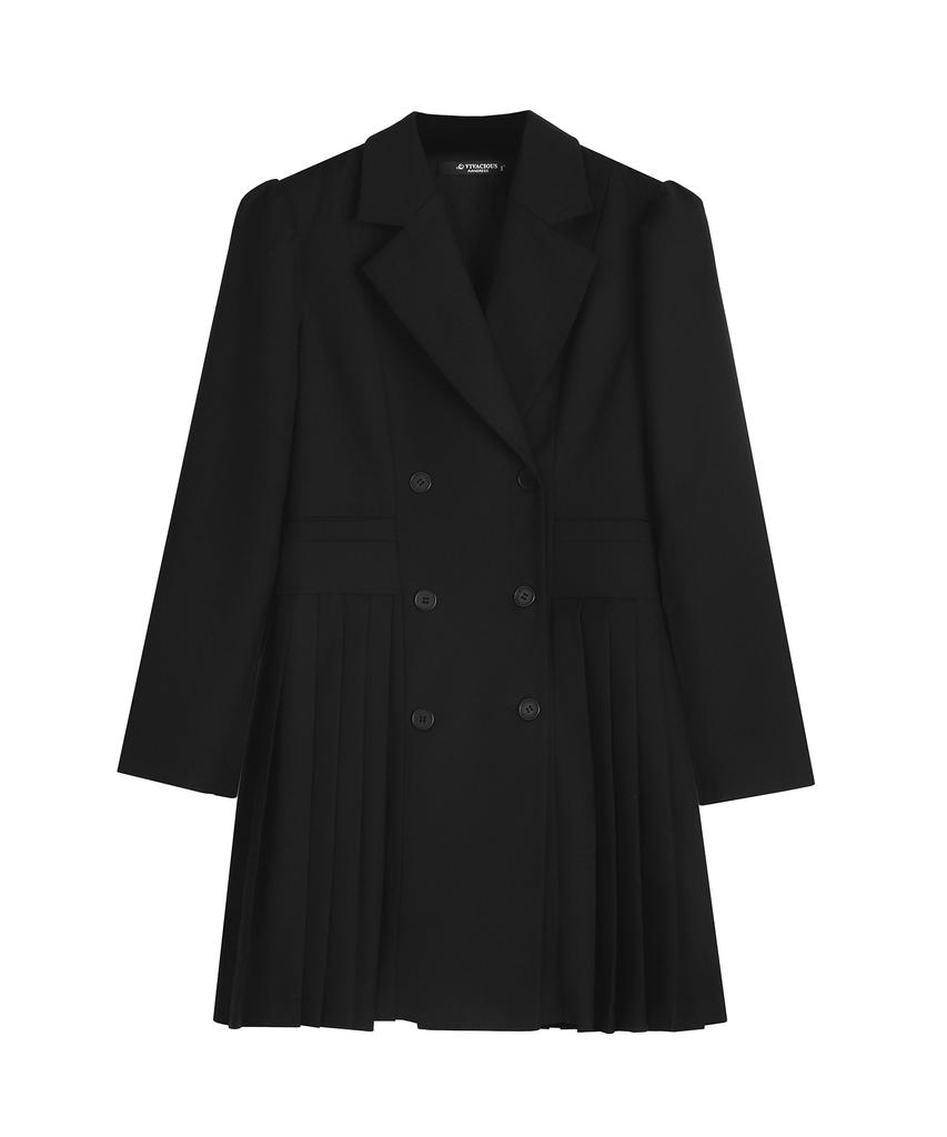 Urban Dress Puff Sleeve Pleated Dress Black