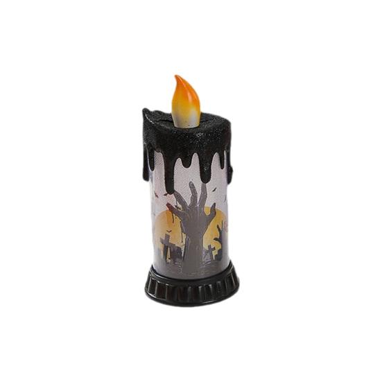 Electronic Candle Light, Fun Halloween Spooky LED Candle, 3-Color Flickering Realistic Flame Safe Battery Light for Party Decor Desktop Ornament