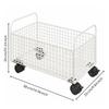 Mobile book trolley, open wire mesh storage trolley with handles, furniture