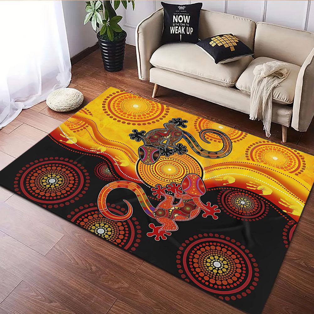 Aboriginal Art Gecko Design Carpet Patterned Carpet, Suitable As a Non Slip Play Mat for the Living Room and Bedroom Sofa