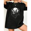 T-shirt oversize noir imprimé chauve-souris et lune pour fête d'Halloween et tenue décontractée