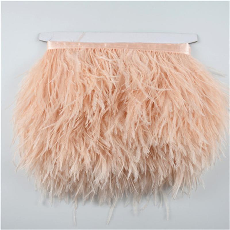 10 Mètres Plumes d'Autruche Colorées sur Passepoil Ruban 8-10 cm Franges de Jupe sur Bande Garnitures Plumes d'Autruche Garnitures de Couture Décoration