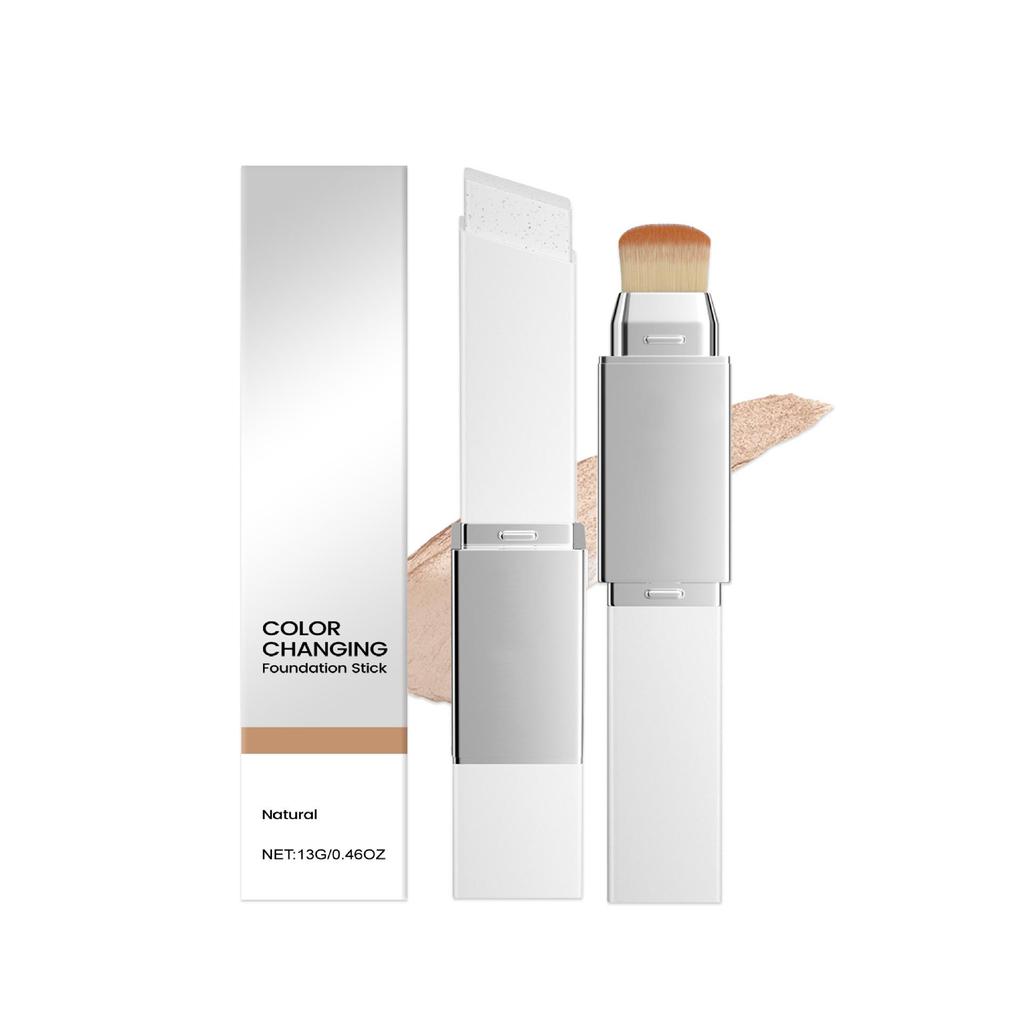 2-in-1 Color-Changing Matte Foundation Stick: Lightweight, Hydrating, Non-Caking, Skin-Nourishing for Daily Use.