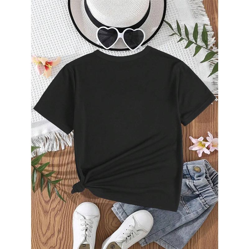 European Sizes A Short-Sleeved Casual T-Shirt for Girls Featuring Cool Glasses And a Cute Yellow Duck Print