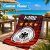 Custom Name Beach Towel German Football Badge Emblem Microfiber Beach Towel, Lightweight for Summer Travel, Swimming Pool Fan Birthday Gift