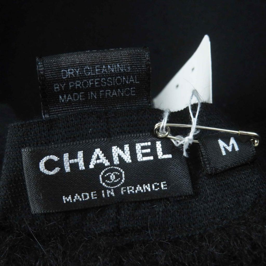 Excellent CHANEL Hat With COCO Mark Black Mohair Women M Used