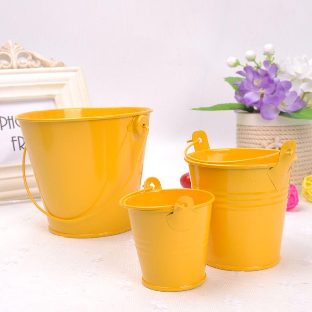 Tinplate Flower Barrel Miniatures Pastoral Tinplate Water Bucket Iron Flower Pot  Kids Toy