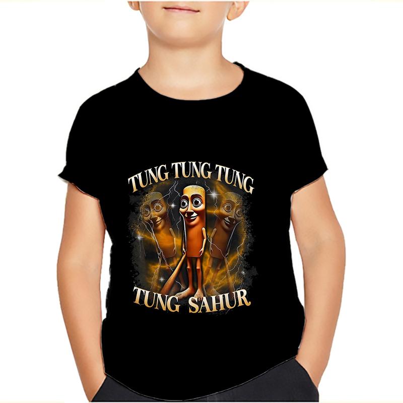 Magliette Meme Tung Tung Tung Sahur Bombardiro Crocodilo Bambini Ragazzi Ragazze Maglietta Tralalero Tralala Maniche Corte Magliette Top