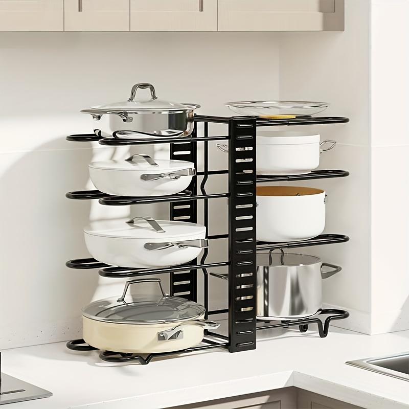 1pc Upgrade 5mm, 8 Tier Adjustable Removable Folding Multi-Tier Vertical Pot Lid Rack, Kitchen Organizer, Multi-Functional Shelf