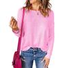 TIFICY Women's Fashion Casual Fall Winter Solid Color Print Long Sleeve O-Neck Sweaters
