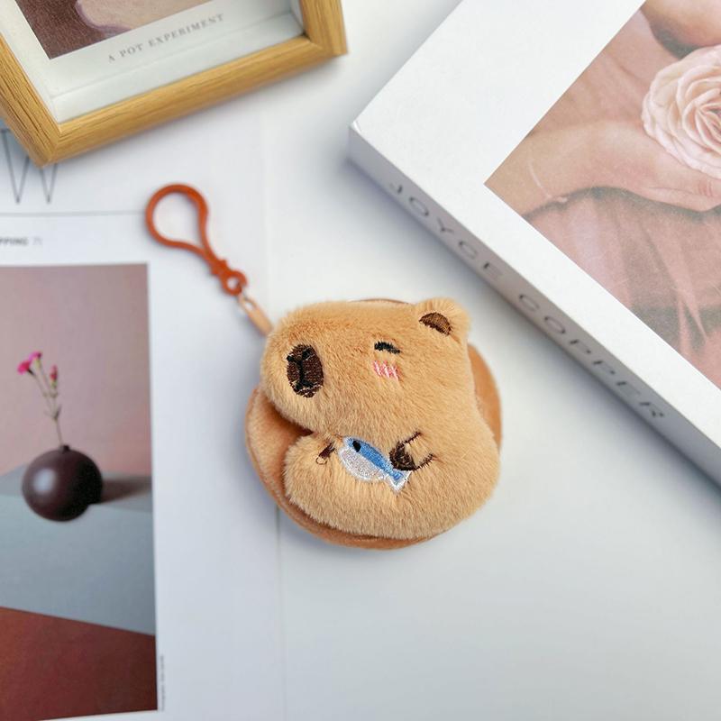 Creative Capybara Kawaii Anime Plush Coin Purse Lovely Cartoon Round Bags Pendant Funny Mini Headphone Storage Bag