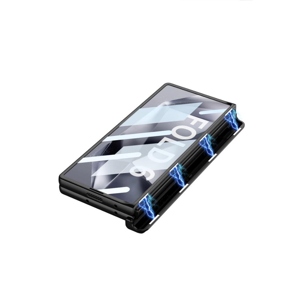 Proteção de dobradiça magnética capa de telefone rígido para PC para Samsung Galaxy Z Fold 6 capa à prova de choque com suporte protetor de tela