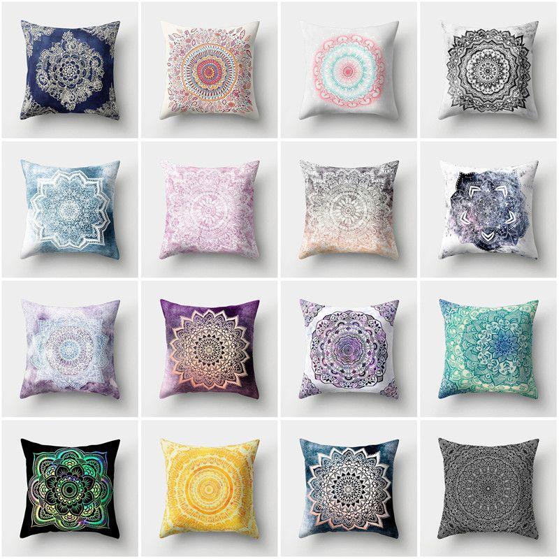 Luxurious Boho Mandala Flower Square Pillow Case Enhances Any Home Or Car Decor