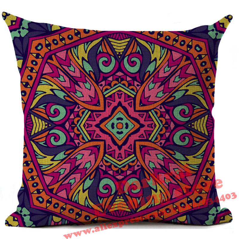 Fashion Colorful Mandala Cushion Cover Kaleidoscope Art Style Throw Pillows Home Decoration Living Room Sofa Pillowcase Xcm