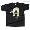 Unisexs Cotton Cute Ghost Holding Cat Graphic High Quality T Shirt Street Casual Style Tee for Unisex and Women