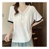 NaVaVa Women Soft Thin Frill V Neck Short sleeVe Knit Nk2208