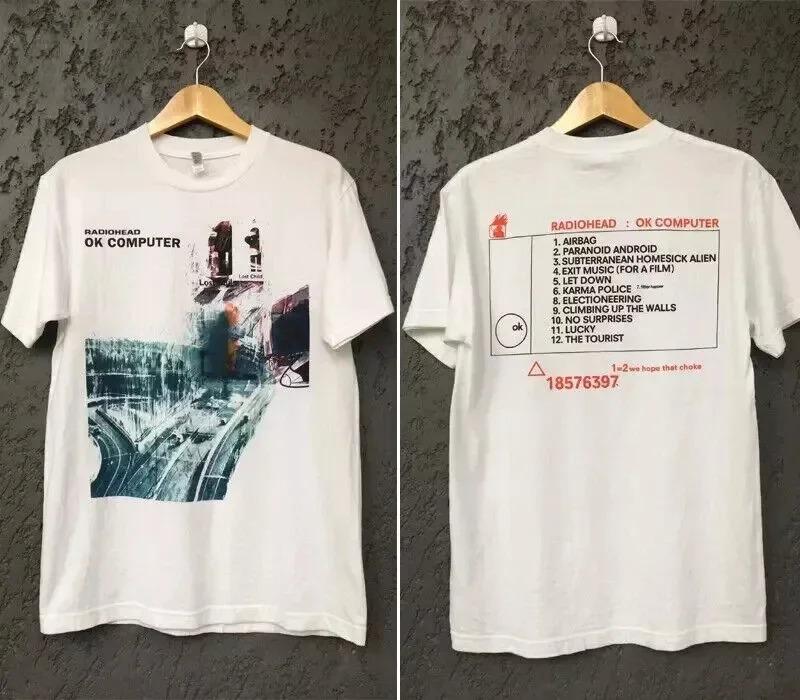 Radiohead Kid A's Album Tour Concert Rare Navy Blue T-shirts Men Women Streetwear Oversized Y2k Casual Soft Short-sleeved Shirts