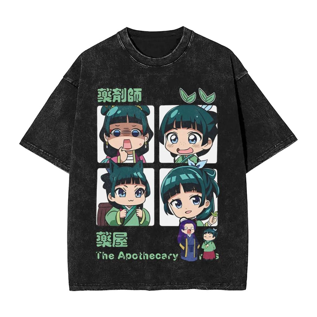 Cartoon Maomao the Apothecary Diaries T-Shirt Cute Anime Graphic T-shirts Washed Short Sleeve for Men's Women Clothing