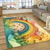 Regenbogen 3D Farbillusion Cartoon Teppich für Wohnzimmer Schlafzimmer Heimdekoration, Bodenmatte Rutschfest Dekoration für Sofa Fußmatte