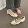 Bow Light Mouth Single Shoes Thick Heel Spring 2025 New Fairy Style Square Head Thin Middle Heel Grandma Shoes Tide