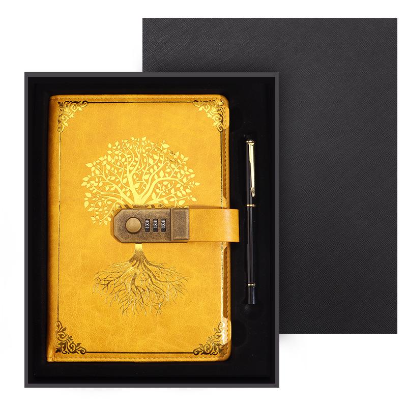 A5 Retro Wachtwoord Notitieboek Geschenkdoos Set: Kantoorzakenvergadering Dagboek met Aanpasbare Logo Optie.
