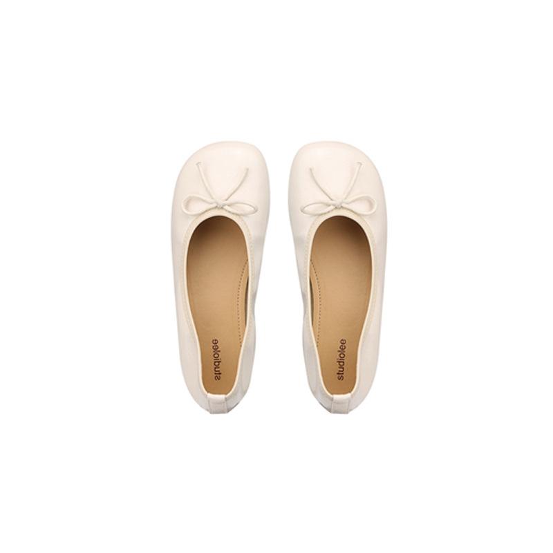 2025 autumn new bow round head shallow mouth flat sole single shoes soft sole ballet shoes women's comfortable and versatile