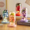 Eternal Rose Glass Lampshade with Baby's Breath Dried Flowers - Valentine's Gift Soap Flower Lamp
