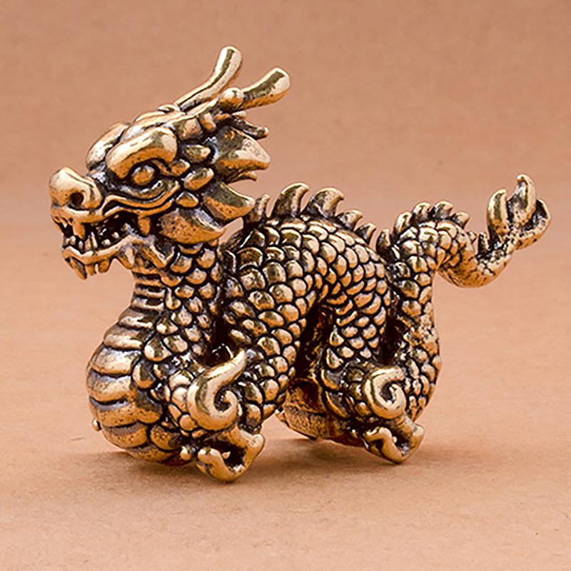 Antique Dragon Statue Ornament Moveable Body Joints Exhibition Hall  Decoration Zodiac Animal Brass Crafts Collection