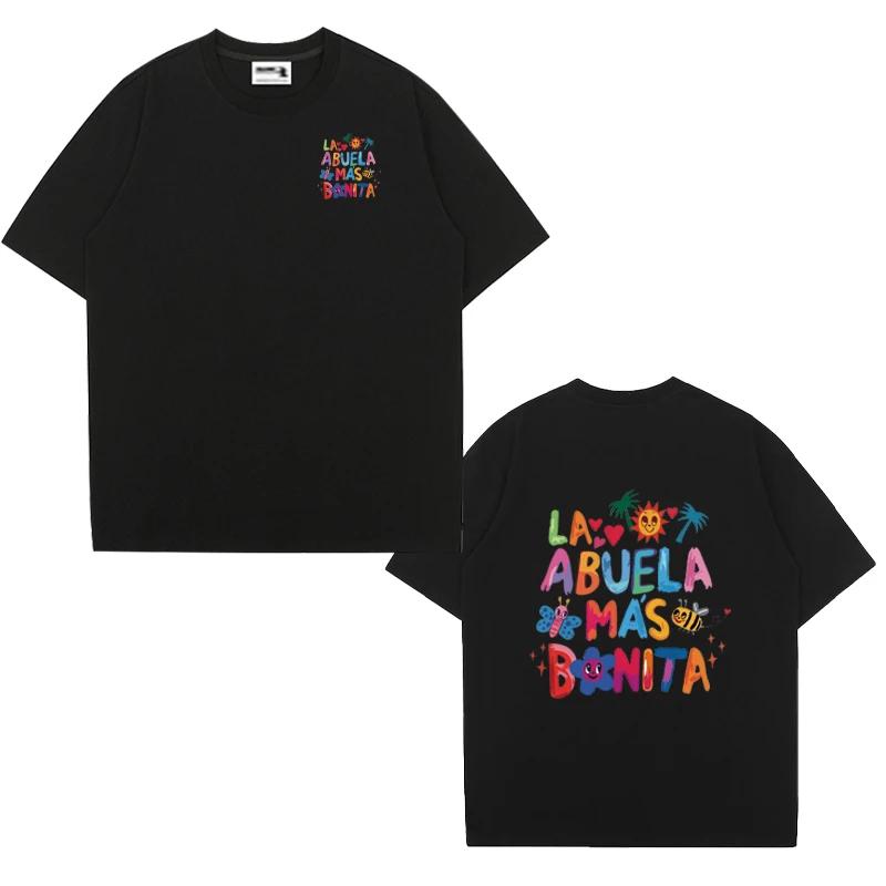 La Abuela Más Bonita printed short sleeve T-shirts Men Women Summer Fashion T shirt vintage Casual Hip Hop Tops Unisex