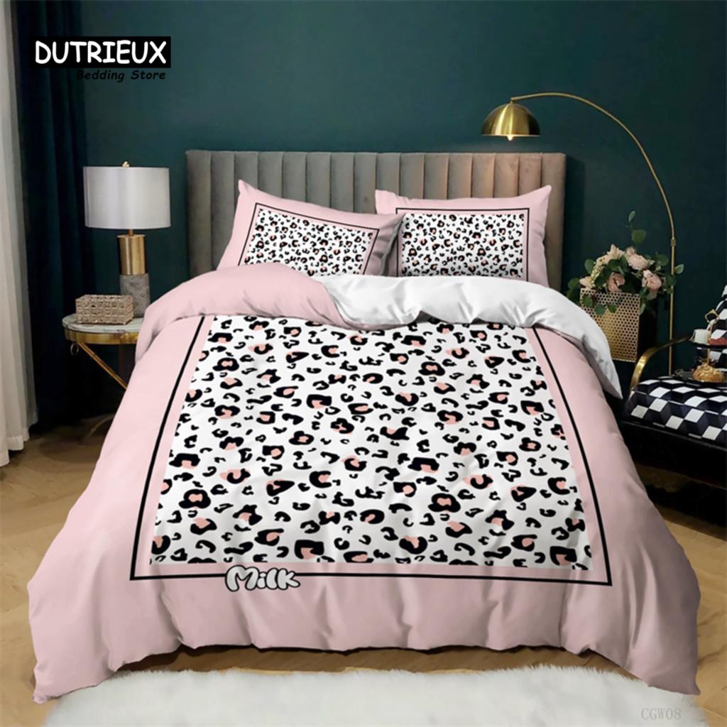 Luxury Leopard Print Bedding Set King Queen Size Microfiber Geometric Stripe 3D Print Duvet Cover With Pillowcases Bedroom Decor