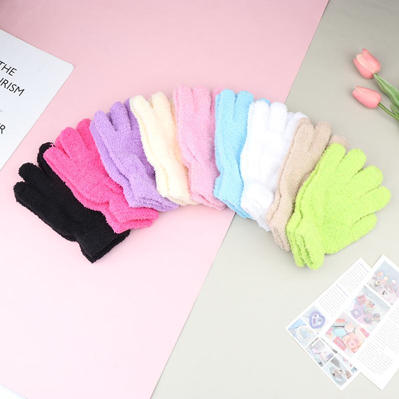 Lovely Coral Velvet Furry Breathable Gloves Winter Solid Color Versatile Plush Thickened Cold-Proof