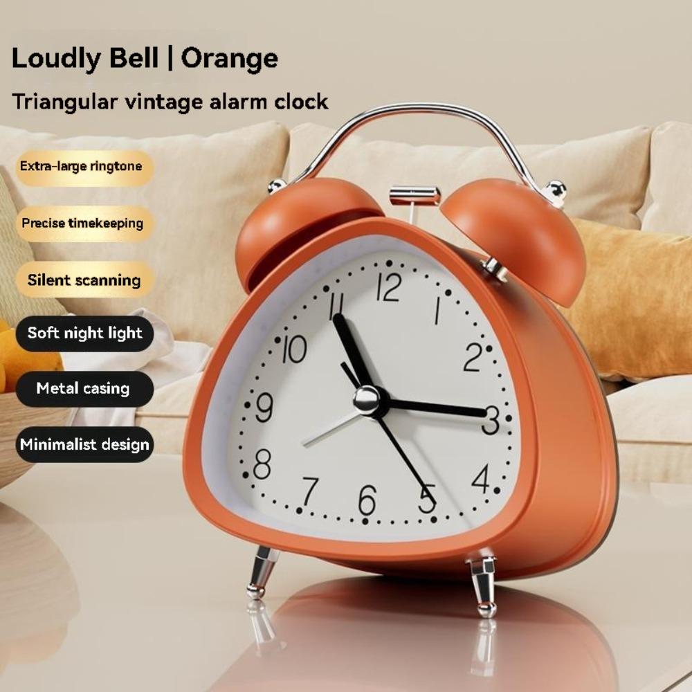 Clock Retro Alarm Mechanical Double Bell Home Office Desktop Metal Alarm Clock Desk Table Analog Clock Silent With Night Light