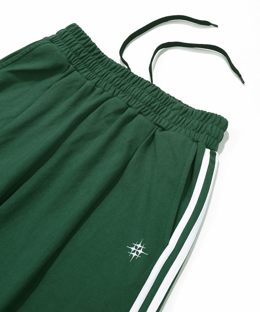 GAKKAI UNIONS One-Pleat Two-Line Wide Sweatpants Dark Green