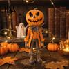 Artistic Pumpkin Man Sculpture Halloween Figurine, Resin Figure, Classic Ghost Hand Painted Fall Table Decor Face Desktop Ornament for Home