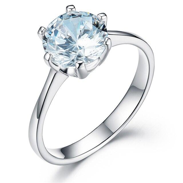 925 Sterling Zilver Klassieke Solitair Heldere Ronde Zirkonia Eenvoudig Ontwerp Ringen Voor Vrouwen Jubileumcadeau Fijne Sieraden
