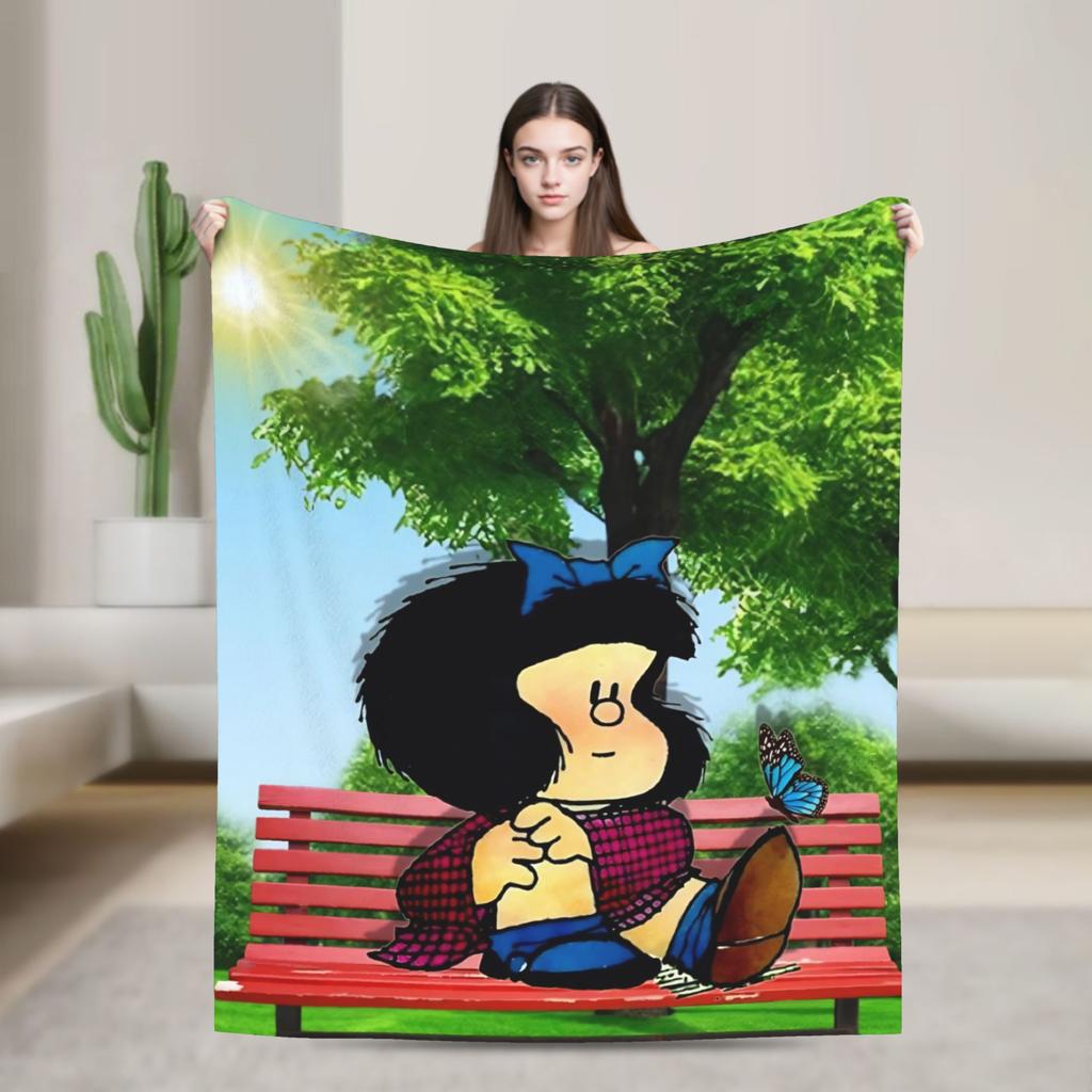 Mafaldas Cartoon Soft Blanket Travel Plush Throw Blanket Print Couch Chair Flannel Bedspread Sofa Bed Cover