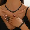 Delicate Claw Chain Necklace Earrings Bracelet Three-Piece Set Rhinestone Clavicle Chain Dinner Accessories Women'S Suit
