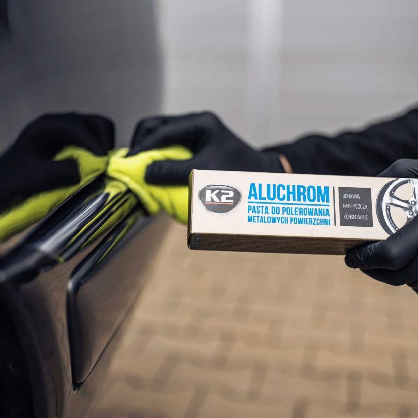 Polijstpasta voor het polijsten van metalen k2 aluchrom 120 g spiegelglans