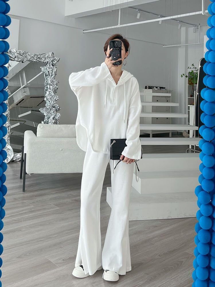 Langarm-Hoodie und Locker Perfekt für Sport oder Einfach und Perfekt für und Herbst [NOLCCTN] Damen 2-Teiliges Set Weite Hosen, Passform,