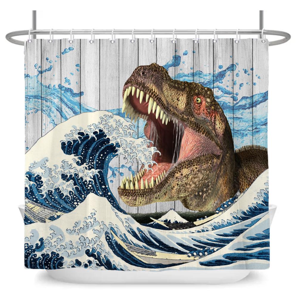Funny Dog Dinosaur Waterproof Polyester Shower Curtain With Hooks For Bathtub Creativity Bathroom Screens Home Decor Wall Cloth