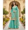 Women Designer Salwar Suit Indian Bollywood Pur Gmy Silk Palazzo Salwar Kameez Set