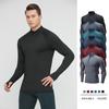 Men's Spring Autumn High Elastic Turtleneck Sports Fitness Shirt Long Sleeve Half Zipper Basketball Running Workout Top