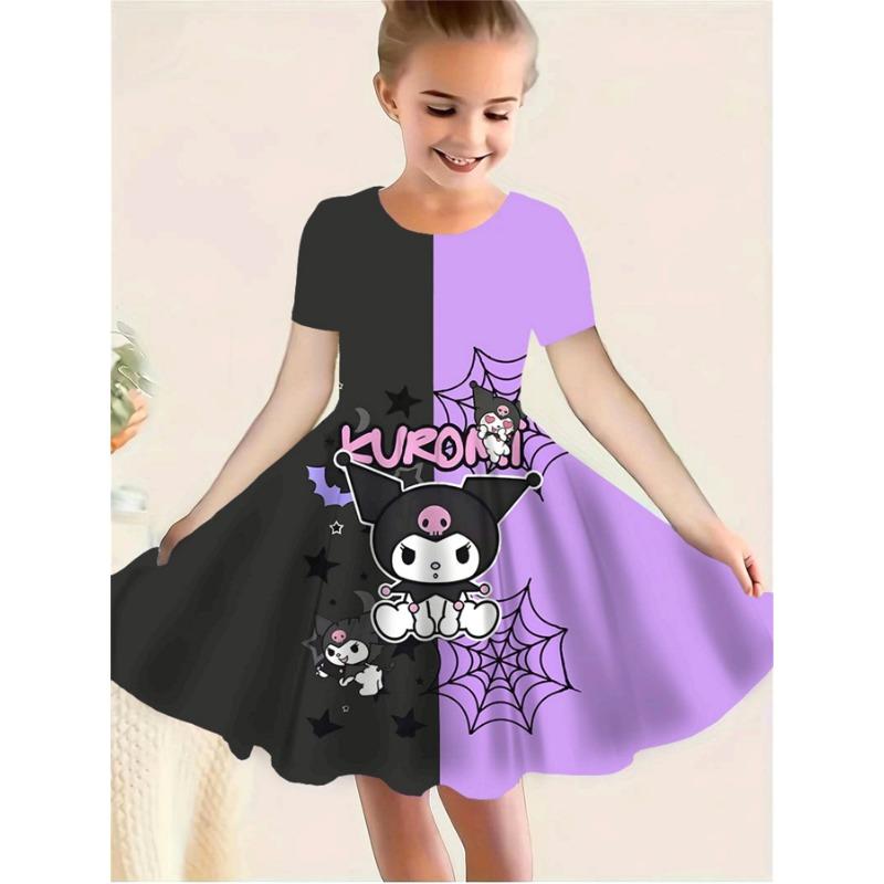 Girl's Princess Party Dress with Short Sleeves & Full - Lightweight Mid-Length Dress for Spring Summer Birthday Outfits
