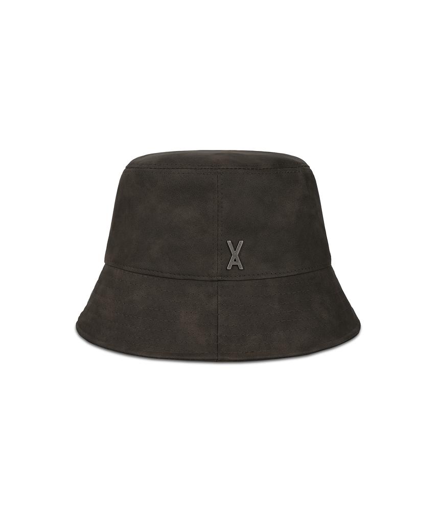 Bajal Va Studded Vegan Leather Bucket Hat Khaki Brown