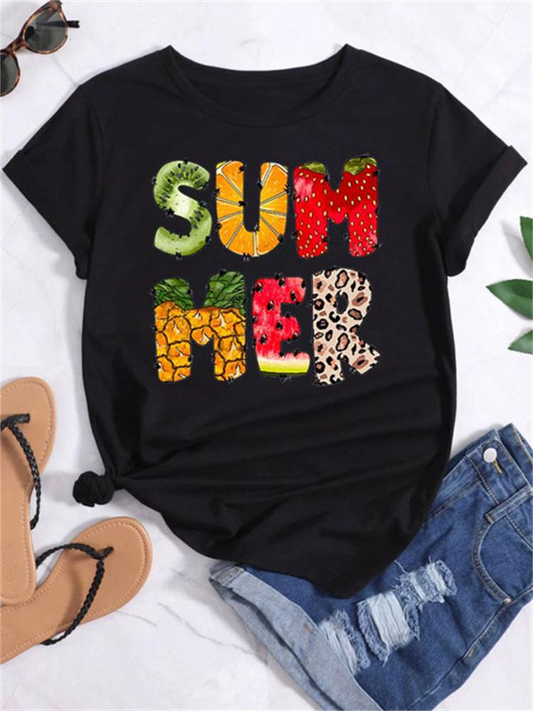 Maycaur Nieuwe Zomer Grappige Watermeloen Fruit Print Dames T-shirt Harajuku Witte T-shirts Cartoon Casual Dames Tops Vrouwelijke Kleding
