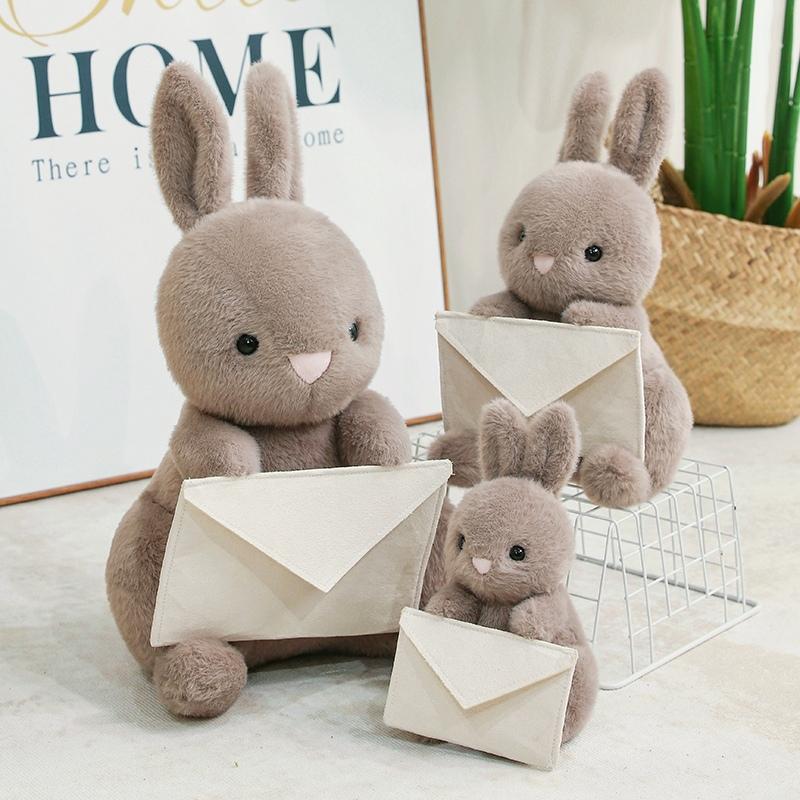 Nuovi Peluche Creativi Coniglio Seduto Busta Soffici Bambole Coniglio Adorabile Regalo per Mettere Dentro una Cartolina Giocattoli Divertenti per Amici Famiglia
