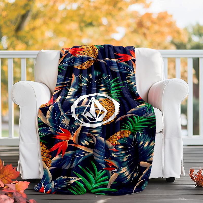 V-VOLCOM LOGO4 printed throw blanket—lightweight,soft,warm;versatile blanket for all seasons—perfect as &air-conditioning throw,nap blanket